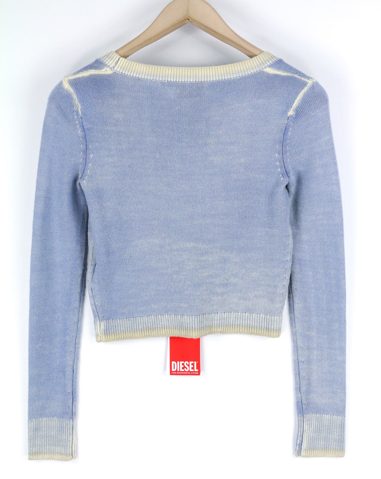 DIESEL M-Arika Women Jumper M Light Blue Washed Cardigan Wool Knitted RRP300