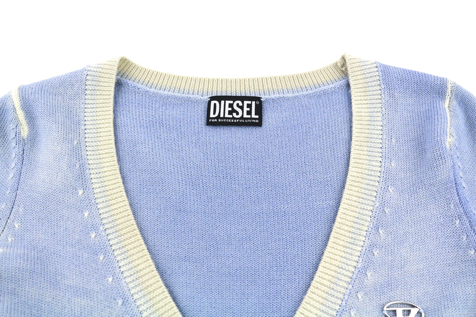 DIESEL M-Arika Women Jumper S Light Blue Washed Cardigan Wool Knitted RRP€300