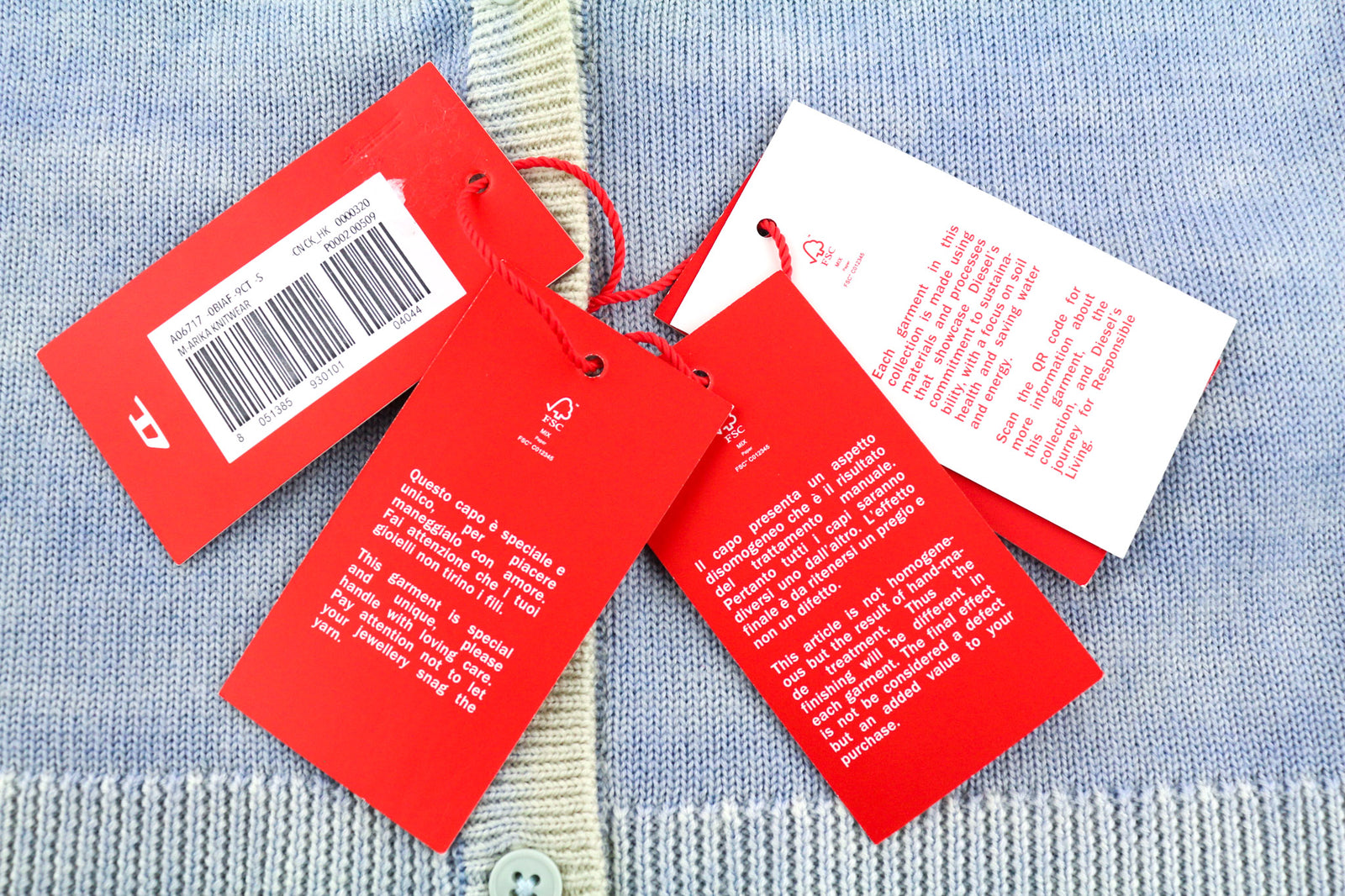 DIESEL M-Arika Women Jumper S Light Blue Washed Cardigan Wool Knitted RRP€300