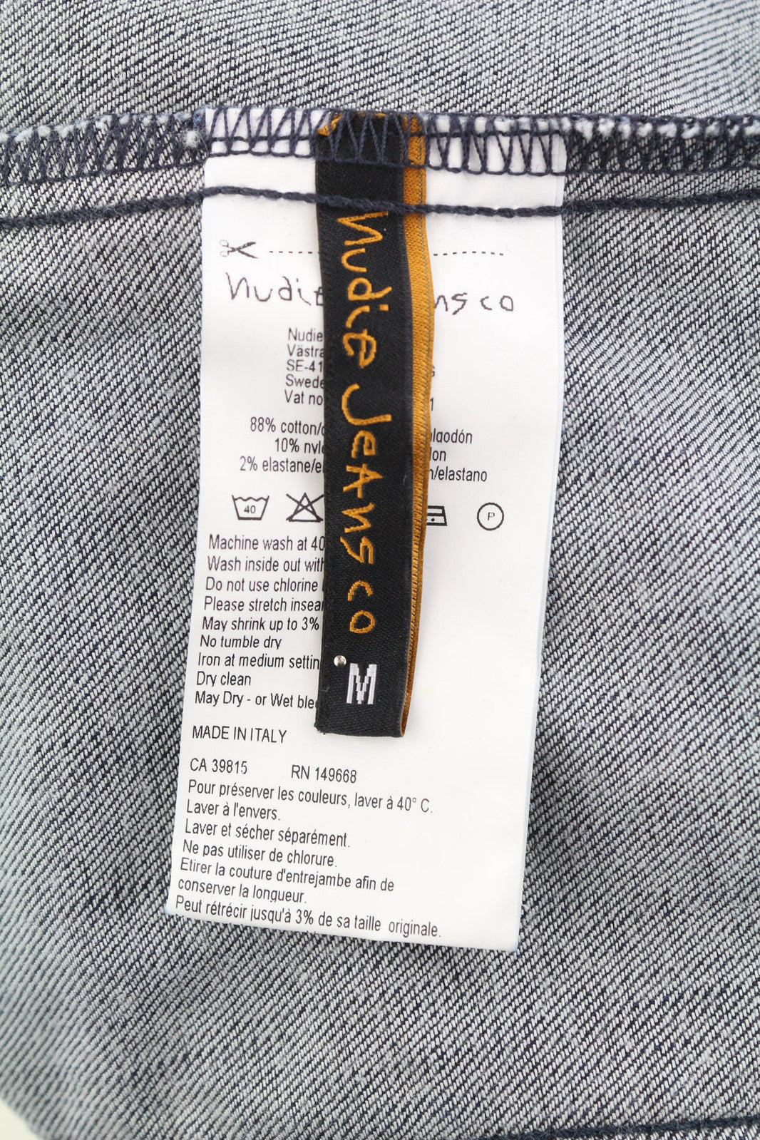 NUDIE Tove Women Jacket M Blue Velvet Collar Buttoned Dark Long Sleeve Logo