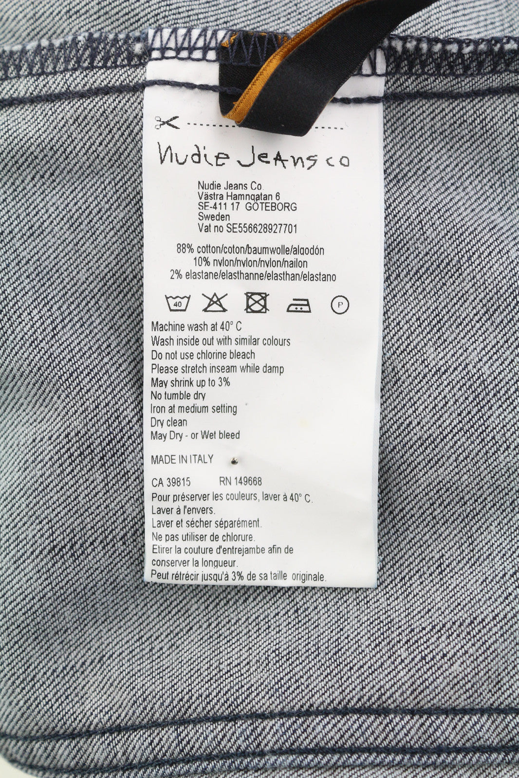 NUDIE Tove Women Jacket M Blue Velvet Collar Buttoned Dark Long Sleeve Logo