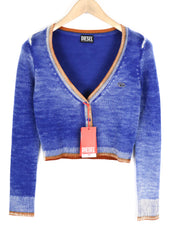 DIESEL M-Arika Women Jumper S Blue Washed Cardigan Wool Knitted Buttoned RRP€300