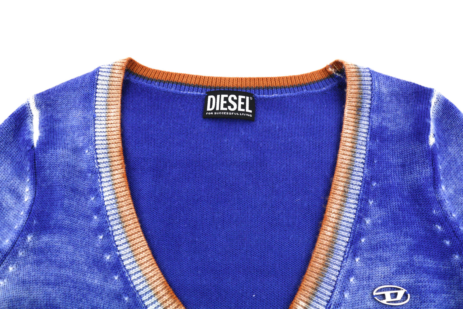 DIESEL M-Arika Women Jumper S Blue Washed Cardigan Wool Knitted Buttoned RRP€300