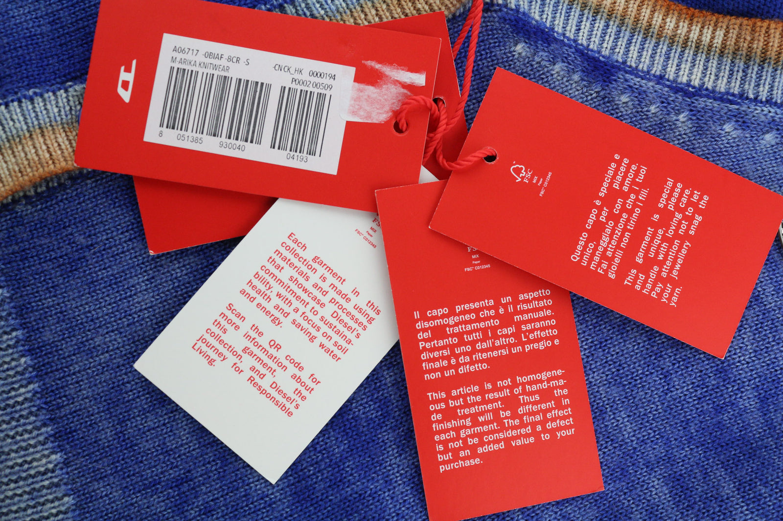 DIESEL M-Arika Women Jumper S Blue Washed Cardigan Wool Knitted Buttoned RRP€300