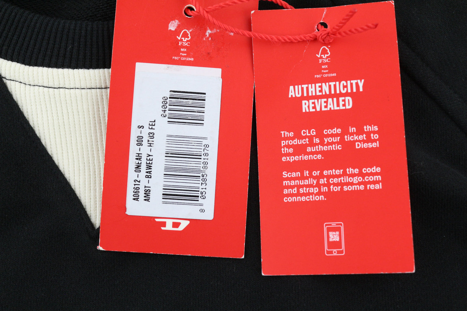 DIESEL Amst-Baweey Men Sweatshirt S Black 55DSL Pullover Crew Neck Logo RRP€155