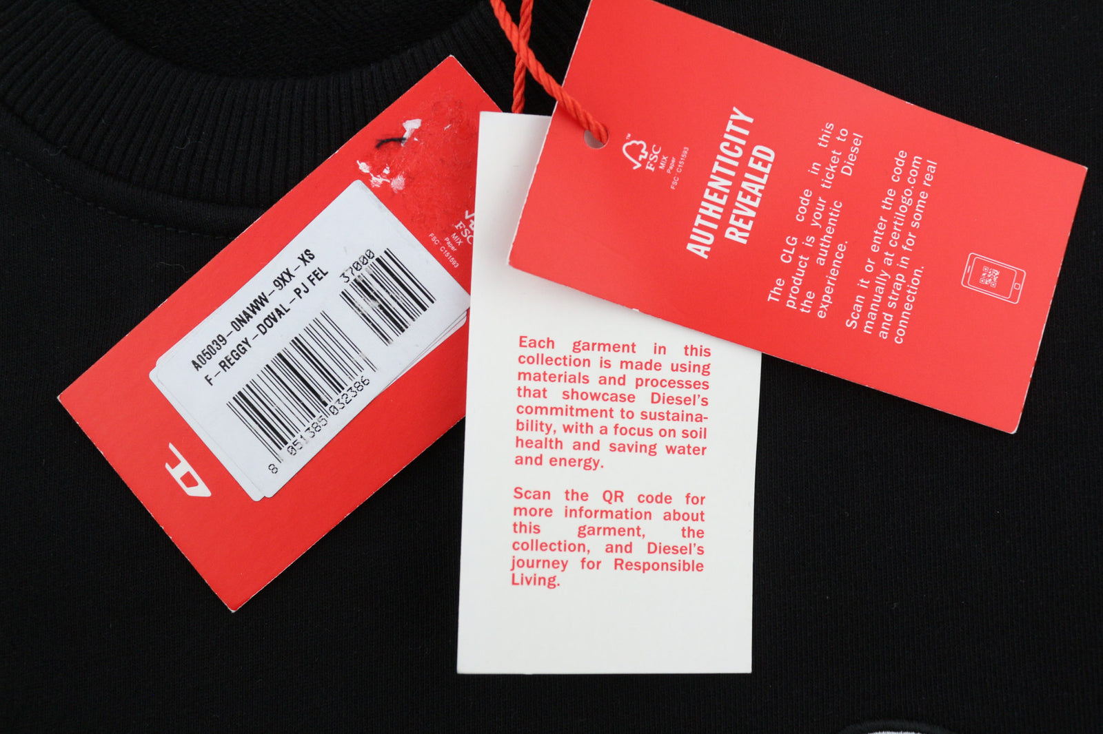 DIESEL F-Reggy-Doval Women Sweatshirt XS Black Pullover Crew Neck RRP€135