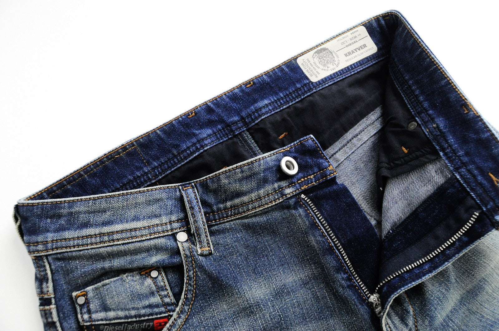 DIESEL Krayver R6ZD4 Men's Jeans W28/L32 Carrot Slim Fit Blue Stretch Ripped*