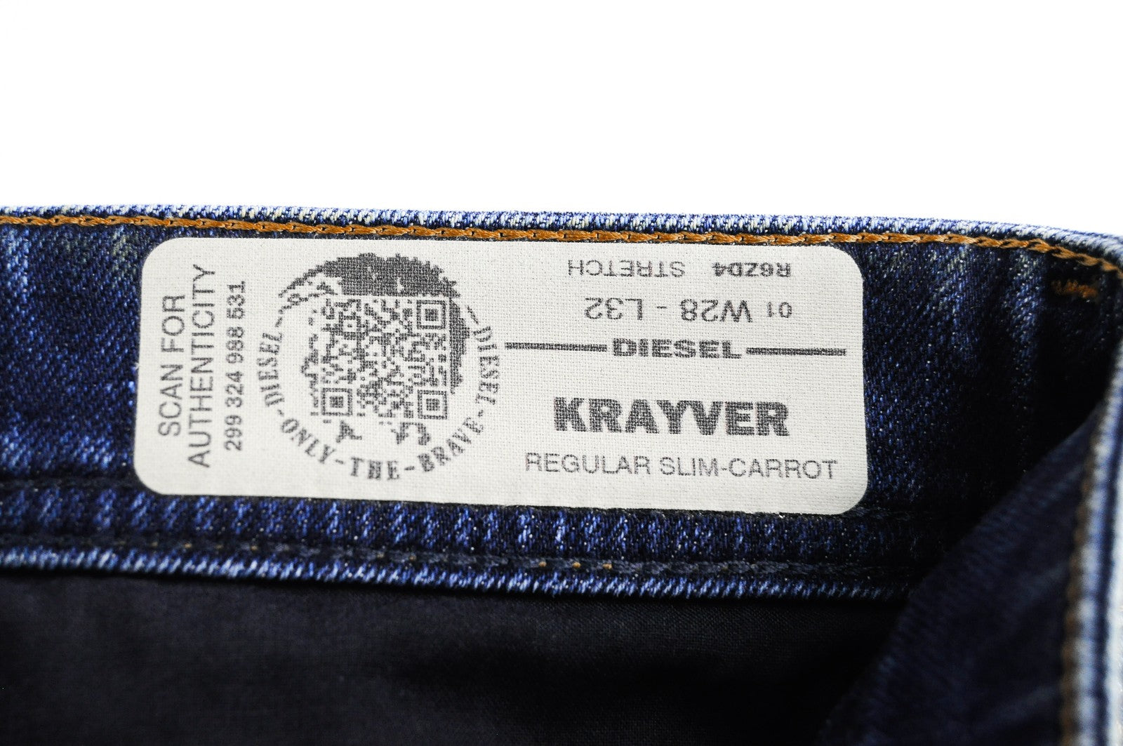 DIESEL Krayver R6ZD4 Men's Jeans W28/L32 Carrot Slim Fit Blue Stretch Ripped*