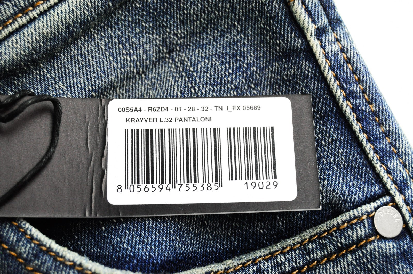 DIESEL Krayver R6ZD4 Men's Jeans W28/L32 Carrot Slim Fit Blue Stretch Ripped*