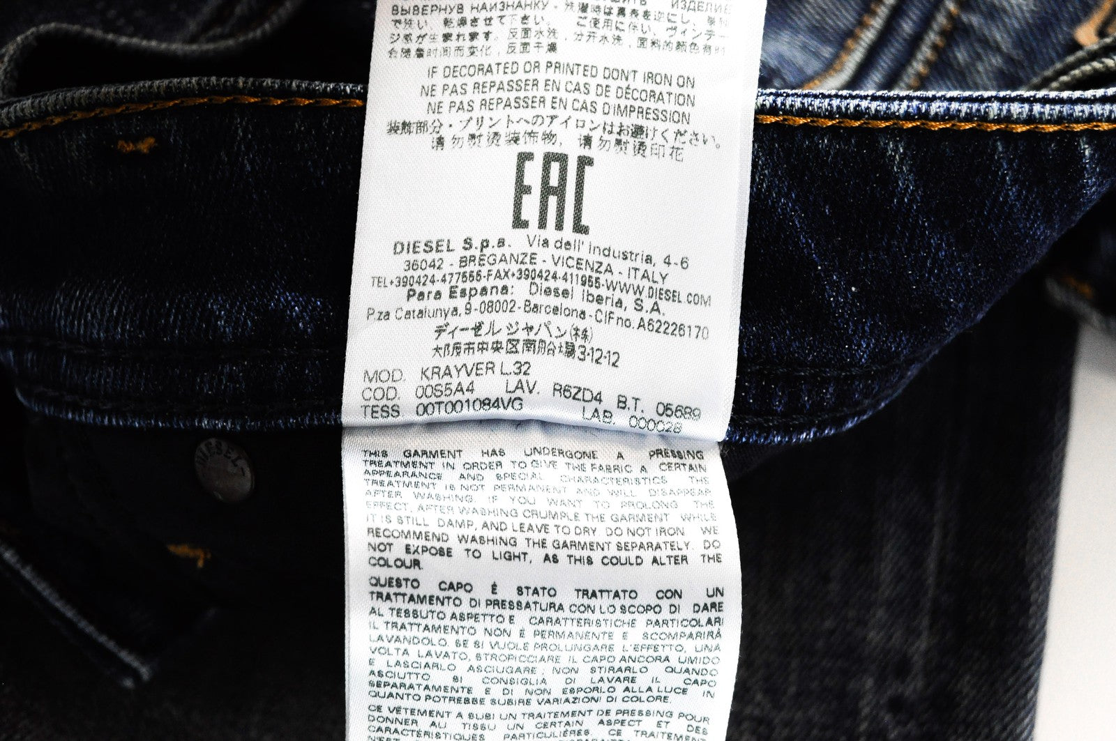 DIESEL Krayver R6ZD4 Men's Jeans W28/L32 Carrot Slim Fit Blue Stretch Ripped*