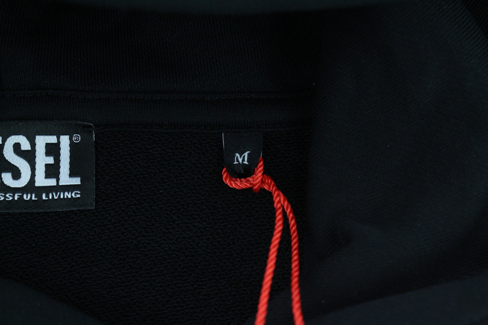 DIESEL S-Ginn-Hood-E6 Unisex Hoodie M Black Pullover Front Logo Straps RRP€175