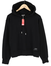 DIESEL F-Lym-Hood Women Hoodie M Black Pullover Front Logo Straps RRP€160