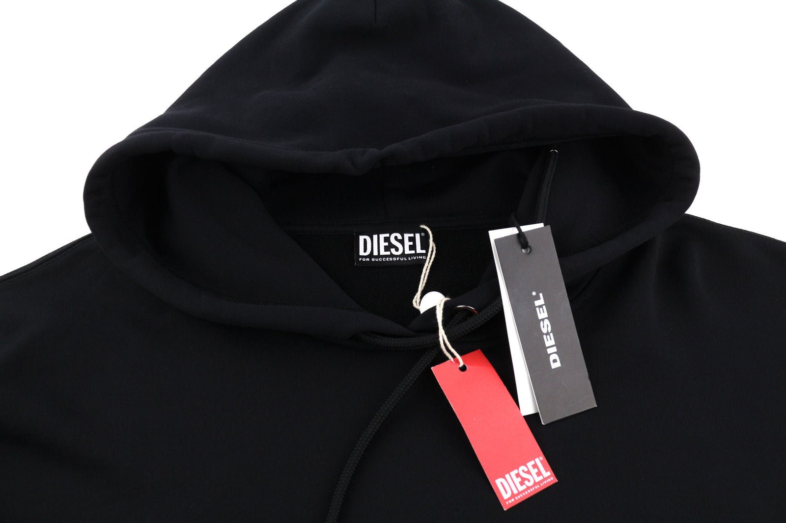 DIESEL F-Lym-Hood Women Hoodie M Black Pullover Front Logo Straps RRP€160