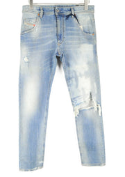 DIESEL Krooley-T 087AE Men's Jeans W29 Sweat Jogg Blue Slim Washed Stretch Rip