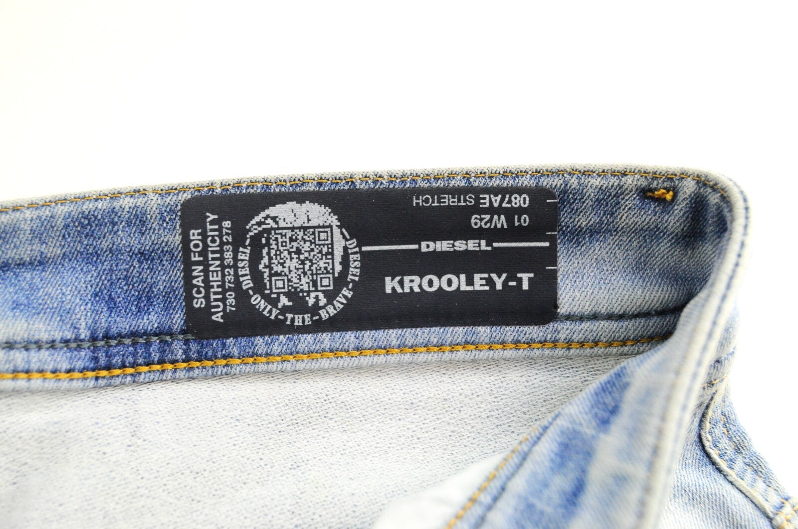 DIESEL Krooley-T 087AE Men's Jeans W29 Sweat Jogg Blue Slim Washed Stretch Rip