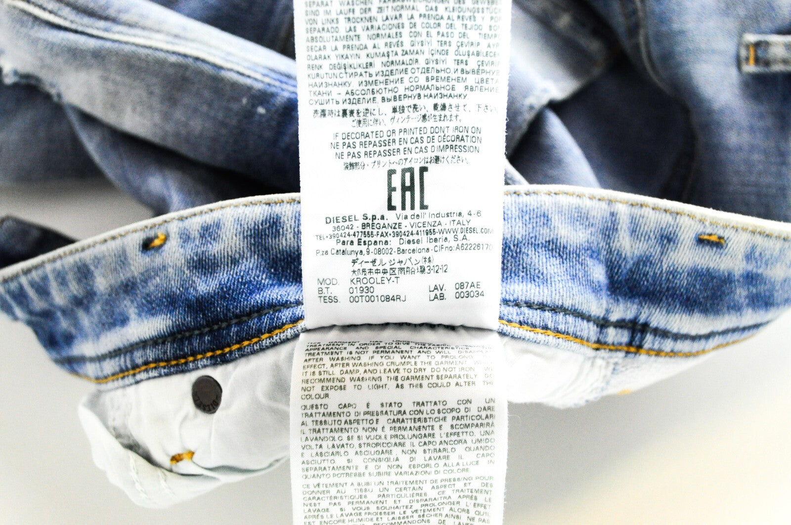 DIESEL Krooley-T 087AE Men's Jeans W29 Sweat Jogg Blue Slim Washed Stretch Rip