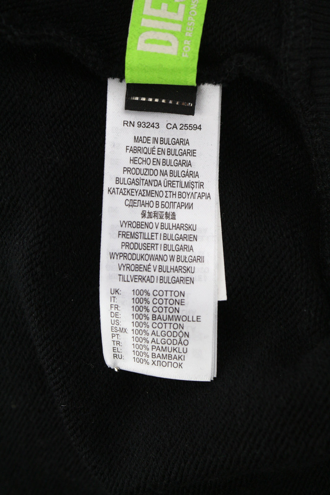 DIESEL F-Kral-B1 Women Hoodie S Black Pullover Cropped Front Long Sleeve RRP€180