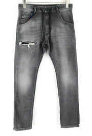 DIESEL Krooley CB-NE 069EM Men's Jeans W28 Jogg Sweat Grey Slim Fit Ripped*