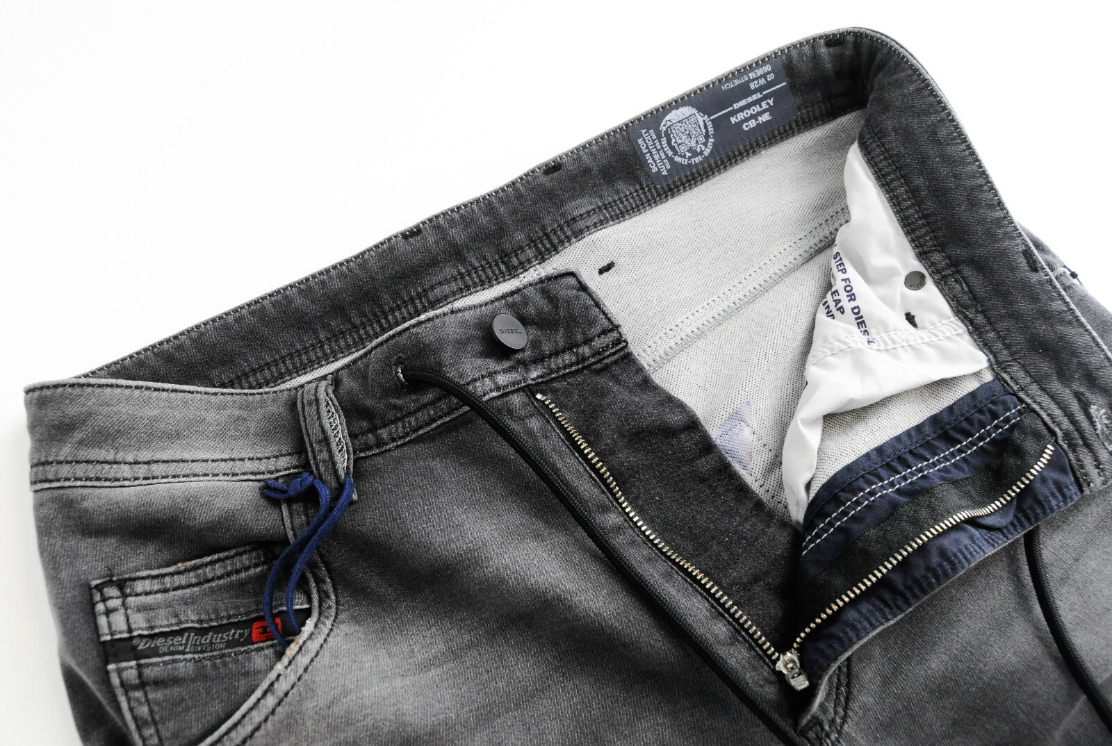 DIESEL Krooley CB-NE 069EM Men's Jeans W28 Jogg Sweat Grey Slim Fit Ripped*