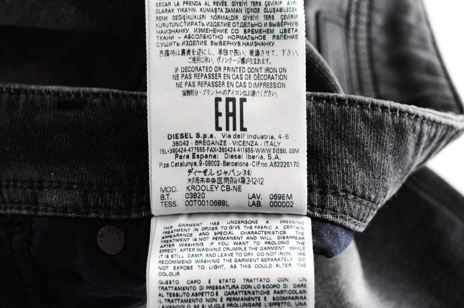 DIESEL Krooley CB-NE 069EM Men's Jeans W28 Jogg Sweat Grey Slim Fit Ripped*