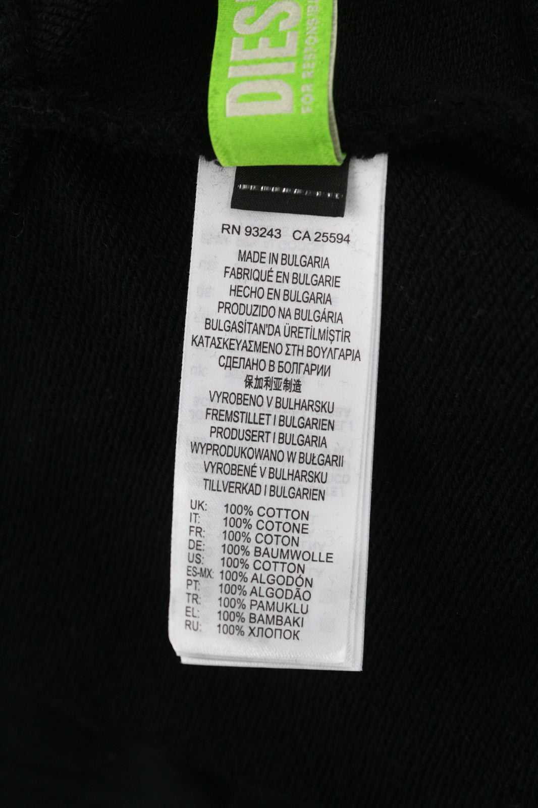 DIESEL F-Kral-B1 Women Hoodie S Black Pullover Cropped Front Logo Straps RRP€180