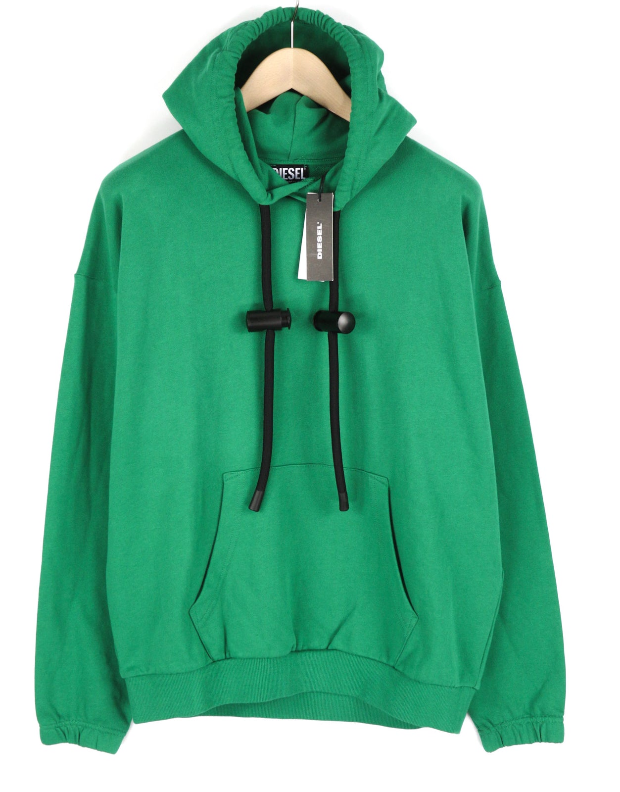DIESEL S-Balirib Unisex Hoodie XS Green Pullover Kangaroo Pocket Straps RRP€175