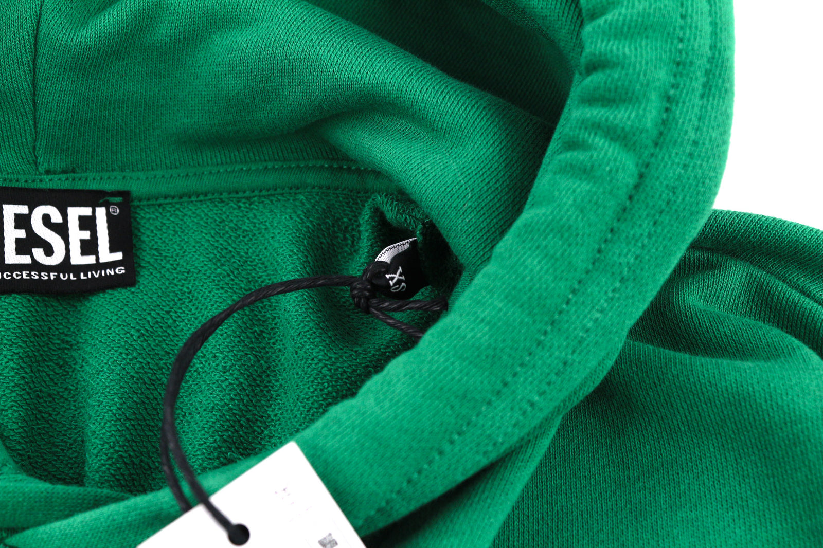 DIESEL S-Balirib Unisex Hoodie XS Green Pullover Kangaroo Pocket Straps RRP€175