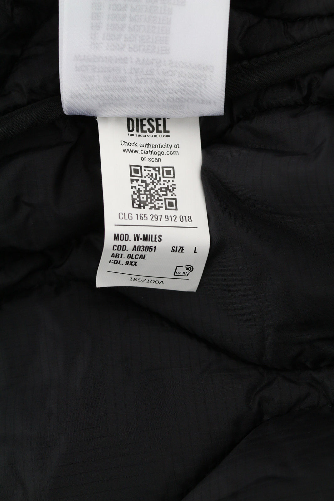 DIESEL W-Miles Men Jacket L 2in1 Parka Insulated Drawstring Waist Black RRP€475