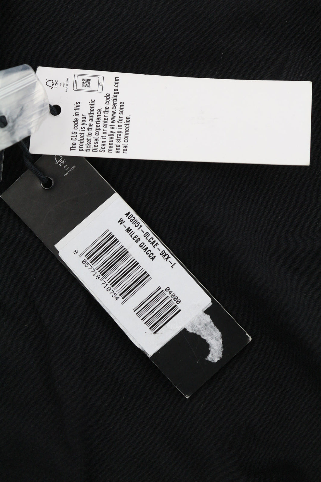 DIESEL W-Miles Men Jacket L 2in1 Parka Insulated Drawstring Waist Black RRP€475