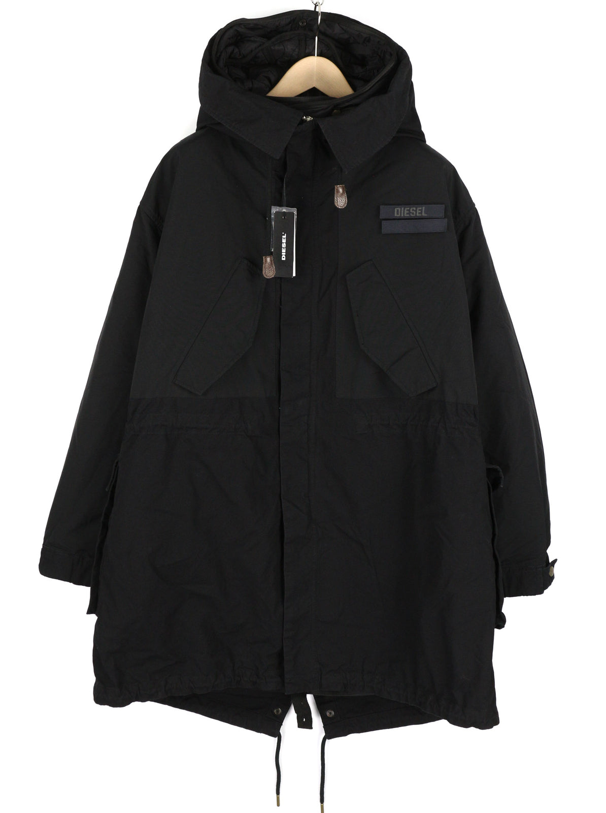 DIESEL W-Miles Men Jacket L 2in1 Parka Insulated Drawstring Waist Black RRP€475