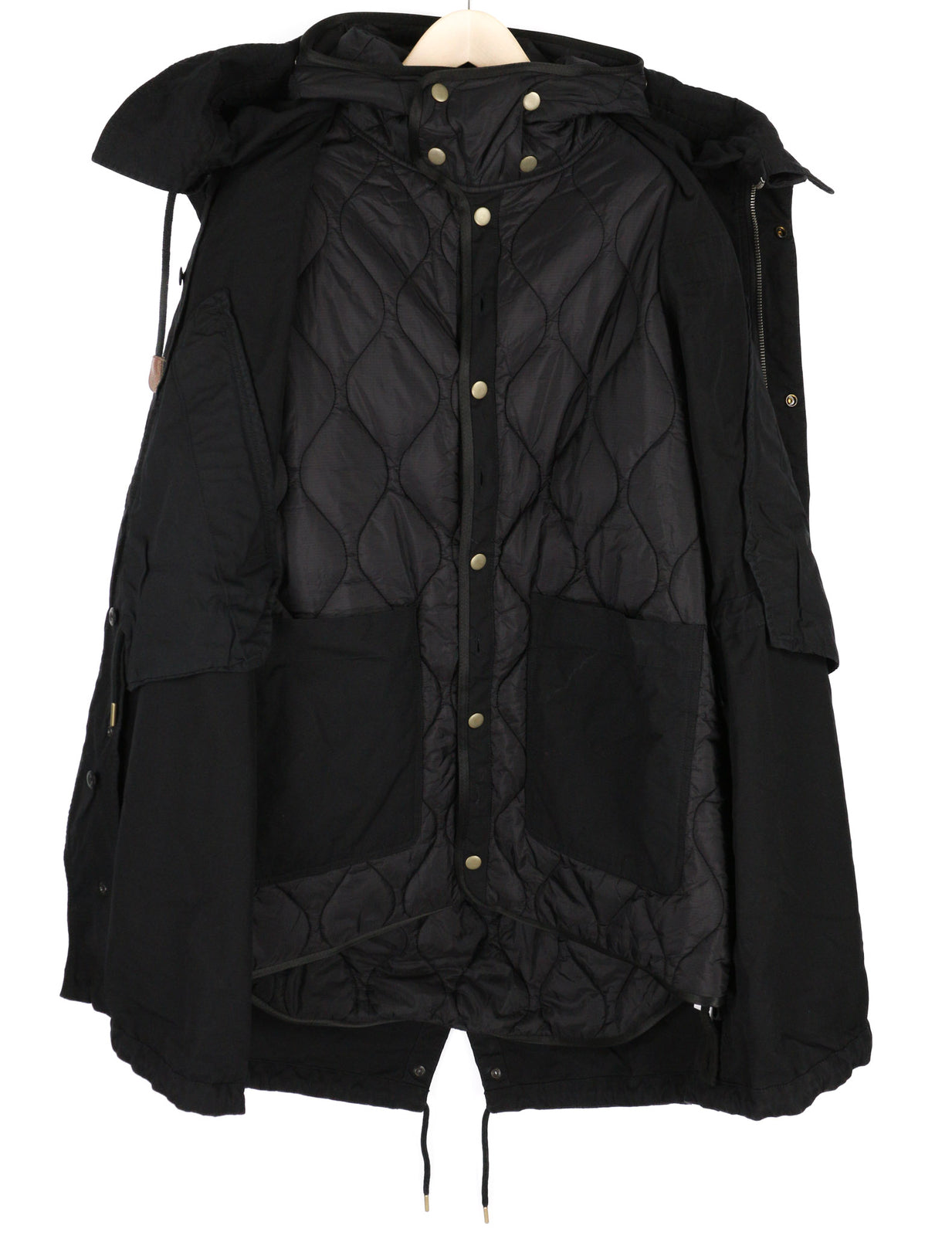 DIESEL W-Miles Men Jacket L 2in1 Parka Insulated Drawstring Waist Black RRP€475