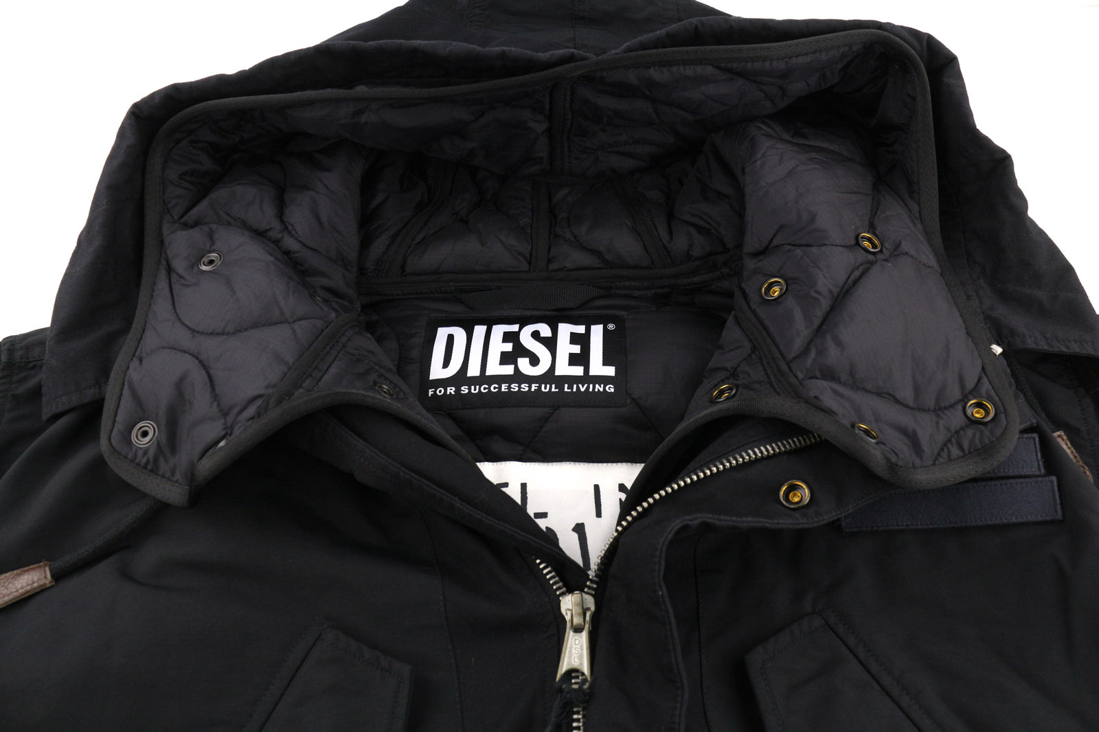 DIESEL W-Miles Men Jacket L 2in1 Parka Insulated Drawstring Waist Black RRP€475