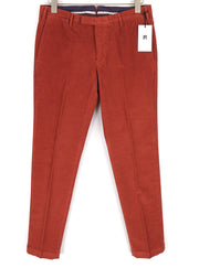 PT TORINO Skinny Fit Men Trousers 50 W33 Red Corduroy Zip Fly Logo Casual Chino