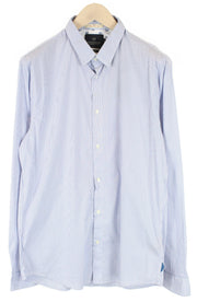 SCOTCH & SODA Ams Couture Shirt 2XL Blue Cotton Slim Fit Striped Formal Stretch