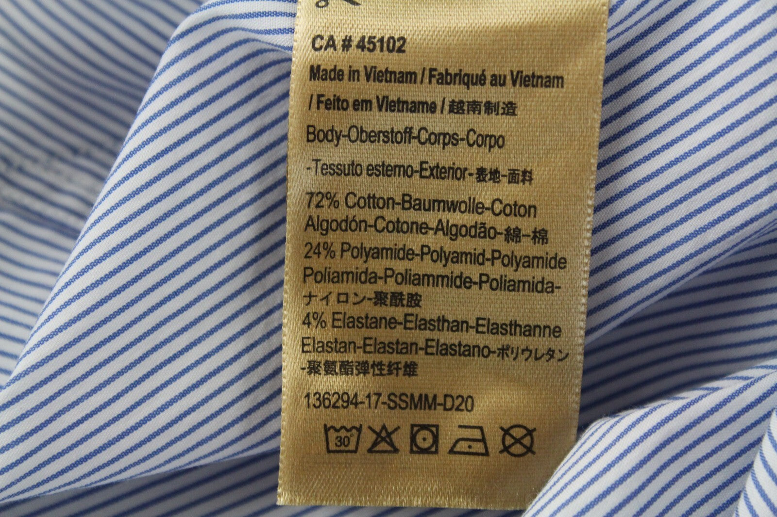 SCOTCH & SODA Ams Couture Shirt 2XL Blue Cotton Slim Fit Striped Formal Stretch