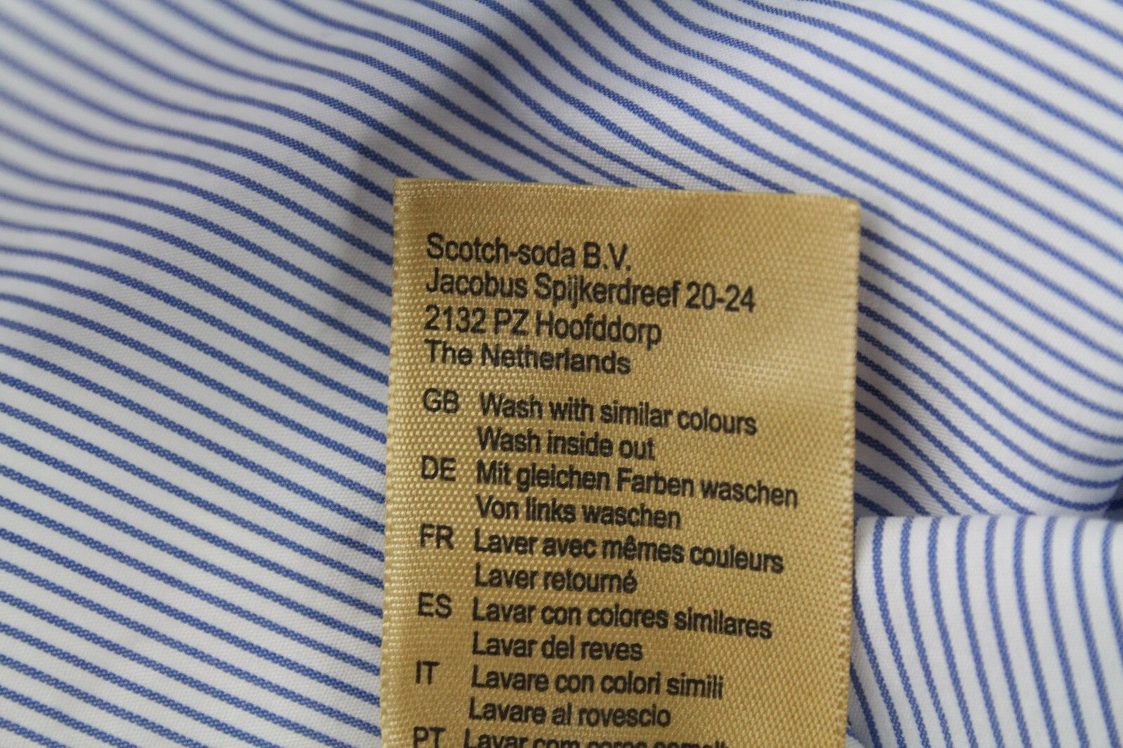 SCOTCH & SODA Ams Couture Shirt 2XL Blue Cotton Slim Fit Striped Formal Stretch