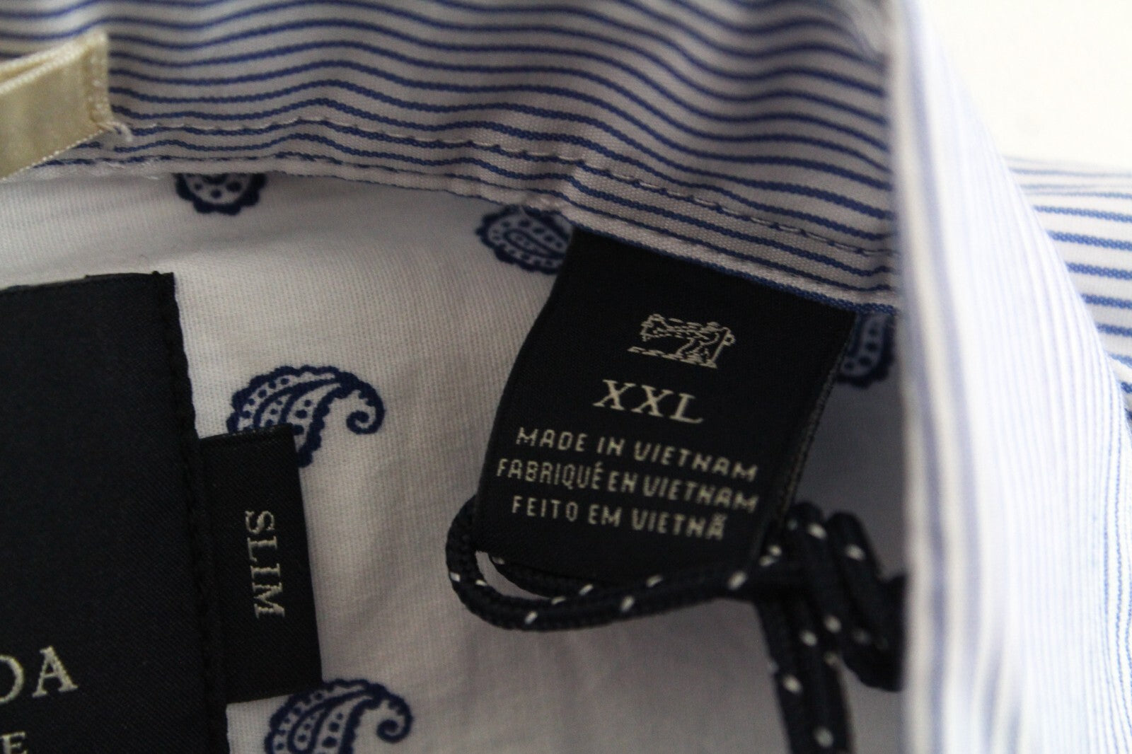 SCOTCH & SODA Ams Couture Shirt 2XL Blue Cotton Slim Fit Striped Formal Stretch