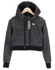 DIESEL D-Angy-Hood NE Women Hoodie S Grey Washed Pullover Kangaroo RRP€300