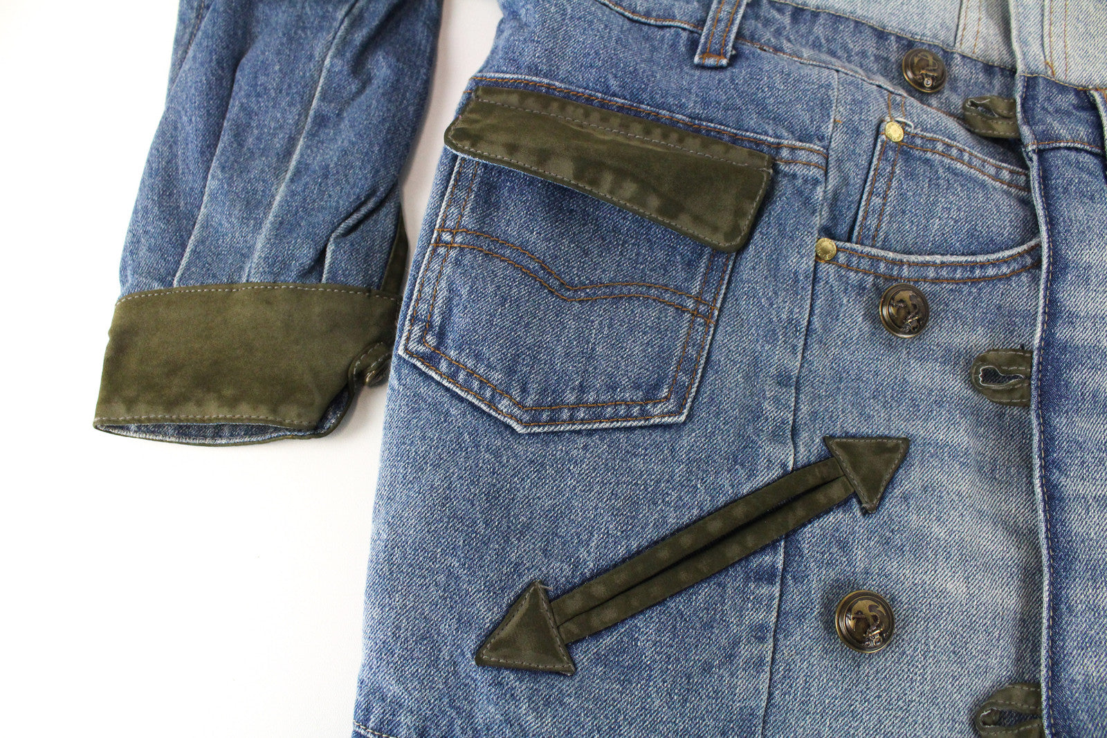 DESIGUAL Women's Blue Denim Jacket 40 Cotton Long Sleeve Geisha Sequin Logo