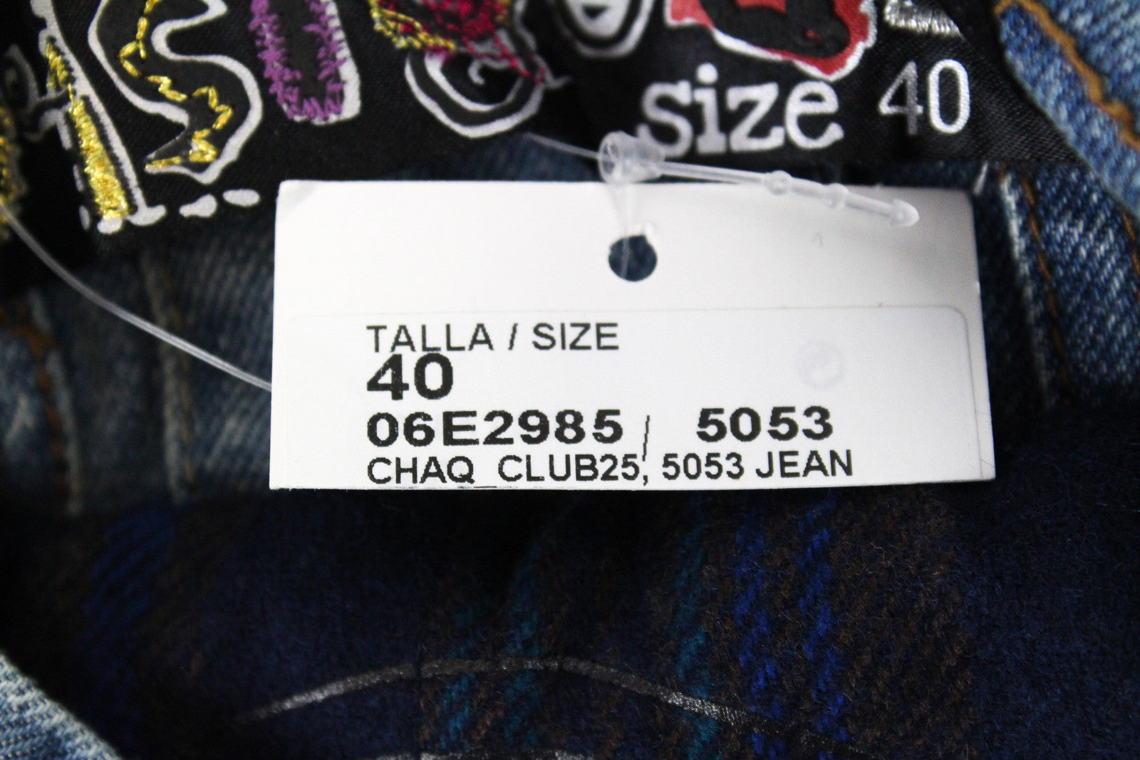 DESIGUAL Women's Blue Denim Jacket 40 Cotton Long Sleeve Geisha Sequin Logo