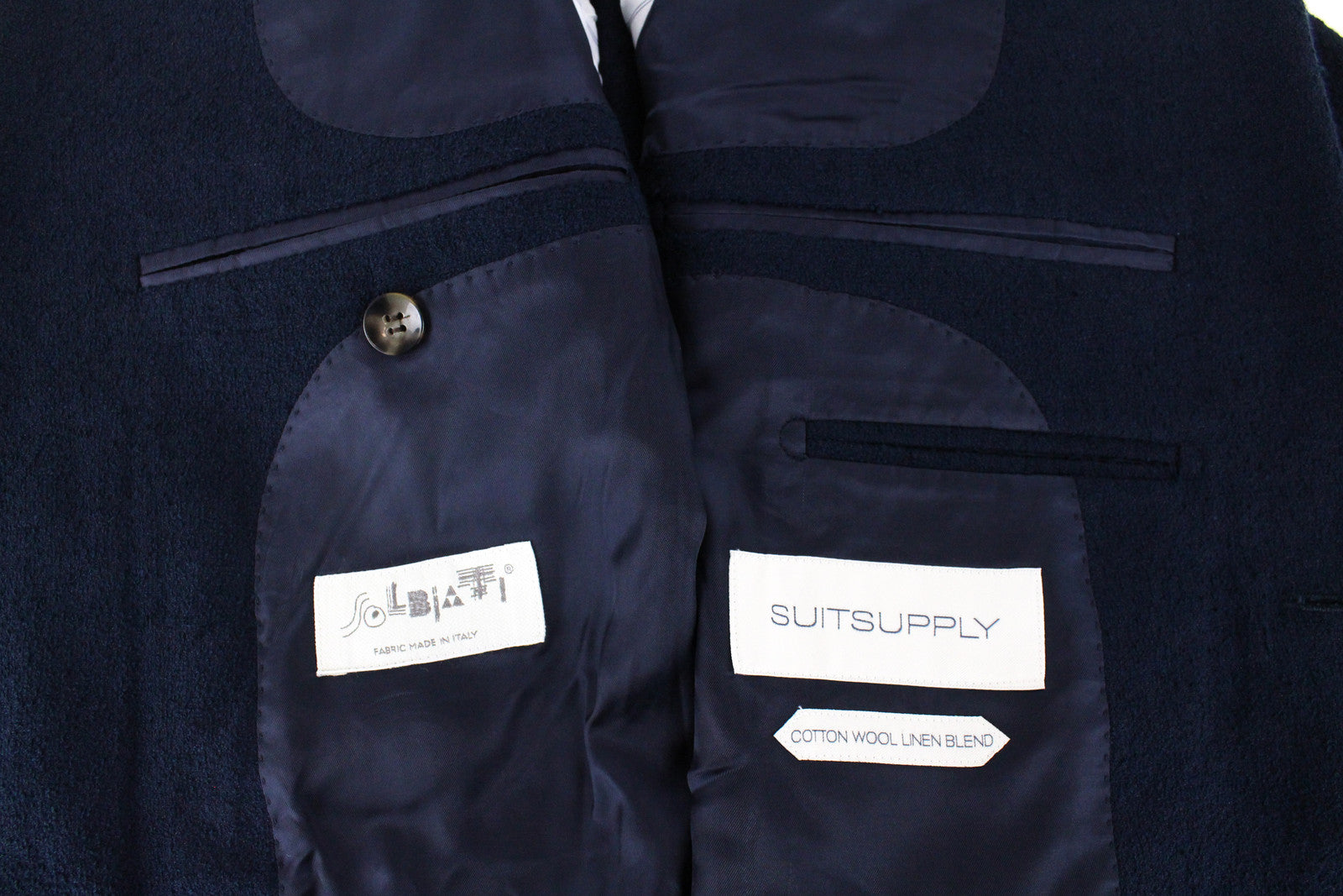 SUITSUPPLY Havana Patch Men's Blazer UK34R Navy Cotton Wool Linen Blend Slim