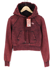 DIESEL D-Angy-Hood NE Women Hoodie S Burgundy Washed Pullover Kangaroo RRP€300