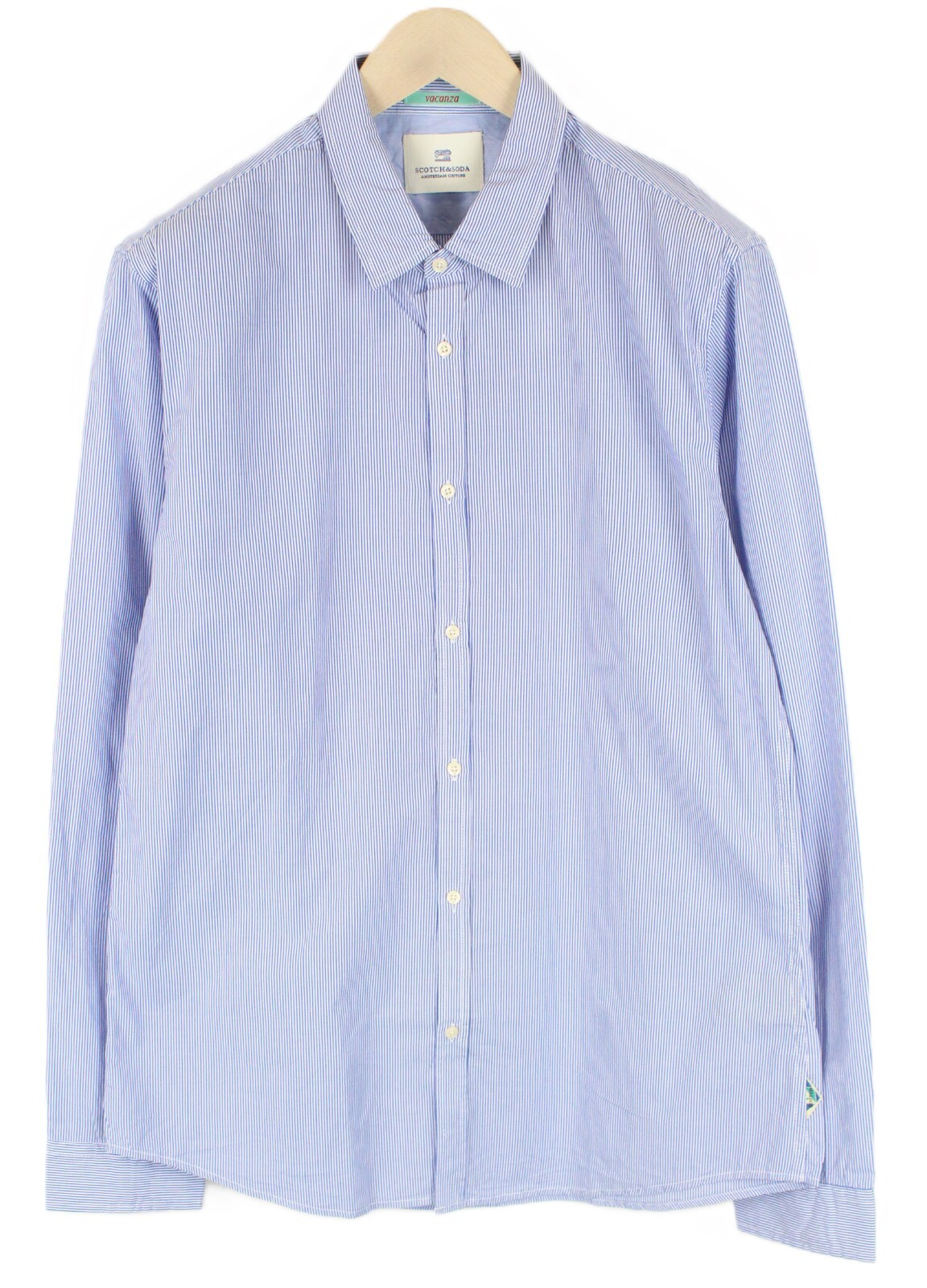 SCOTCH & SODA Ams Couture Shirt XL Blue Striped Formal Pure Cotton Long Sleeve