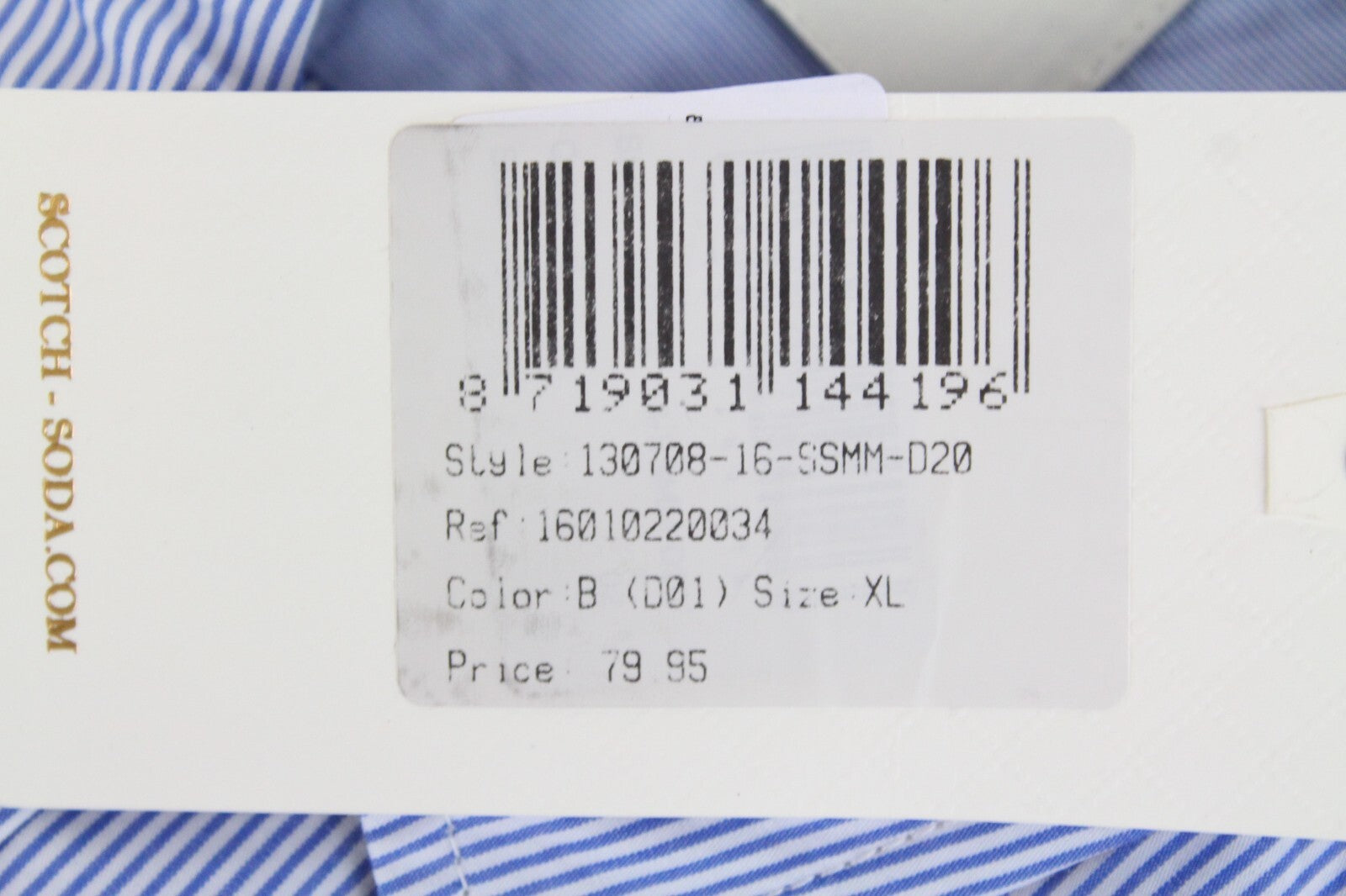 SCOTCH & SODA Ams Couture Shirt XL Blue Striped Formal Pure Cotton Long Sleeve