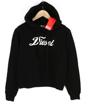 DIESEL F-Reggy-Hood Women Hoodie S Black Pullover Front Logo Straps RRP€175