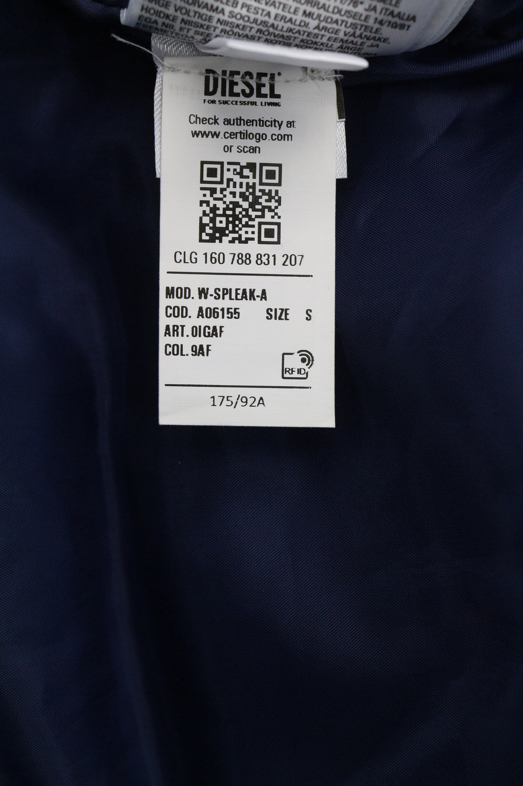 DIESEL W-Spleak-A Men Jacket S Blue Washed Oversized Bomber Insulated RRP€325