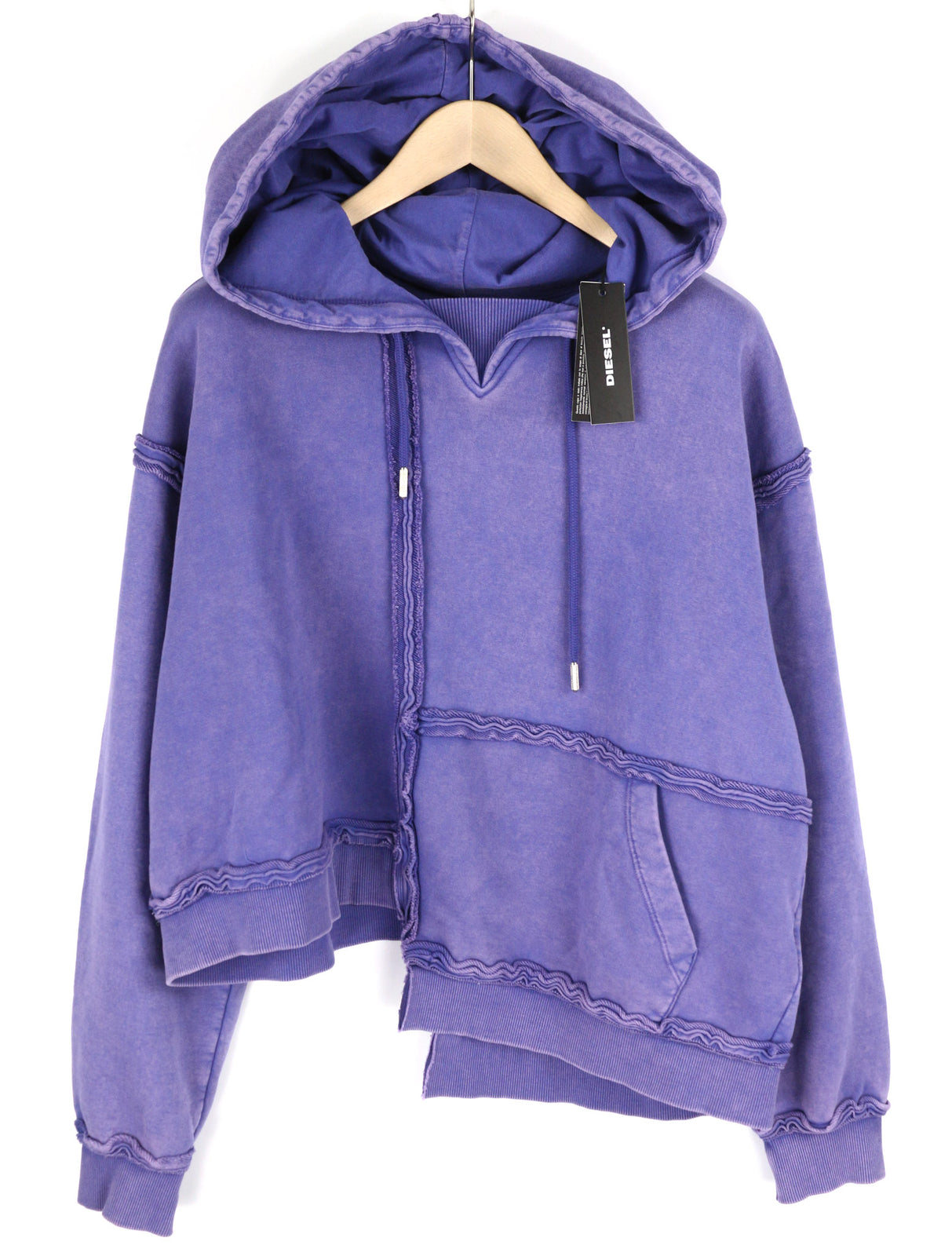 DIESEL F-Mikky Women Hoodie XL Blue Washed Hooded Asymmetrical Pocket RRP€195
