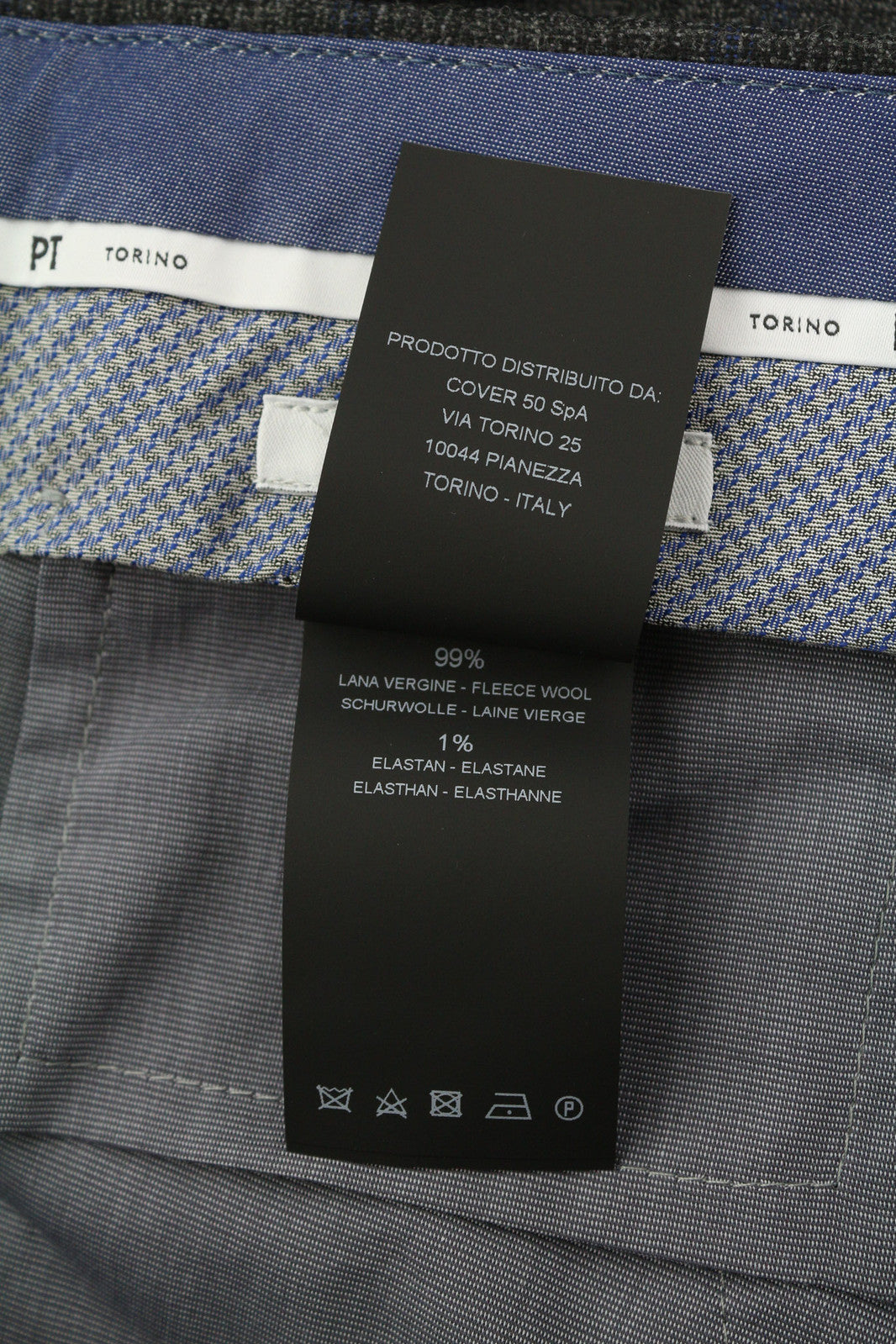 PT TORINO Skinny Fit Men Trousers 52 W36 Plaid Fleece Wool Blend Zip Fly Casual