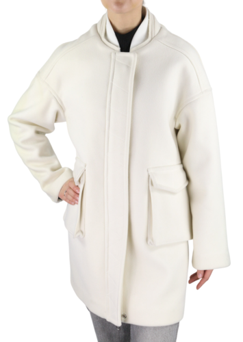 DIESEL W-Lethea Women Coat S Light Wool Blend Full Zip Patch Pockets RRP€590