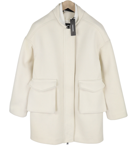 DIESEL W-Lethea Women Coat S Light Wool Blend Full Zip Patch Pockets RRP€590